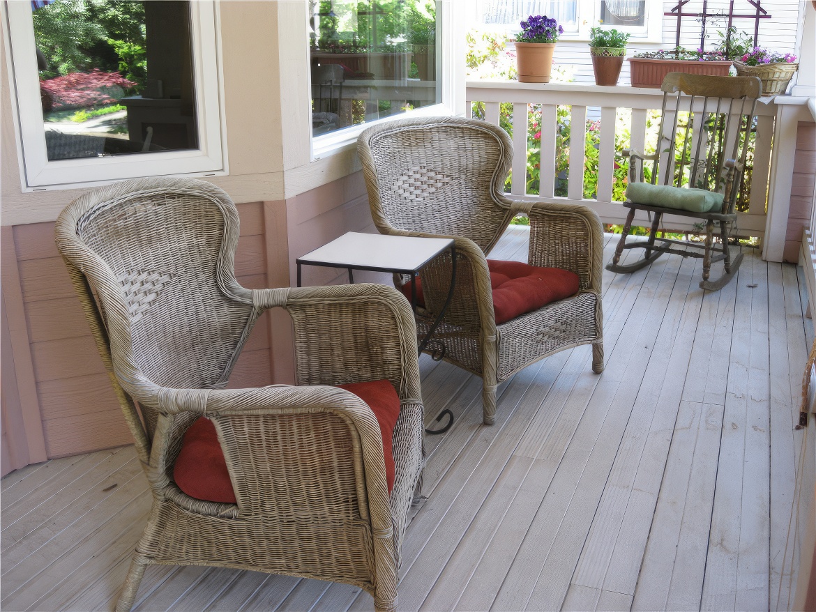 Wicker Chairs on Front Porch