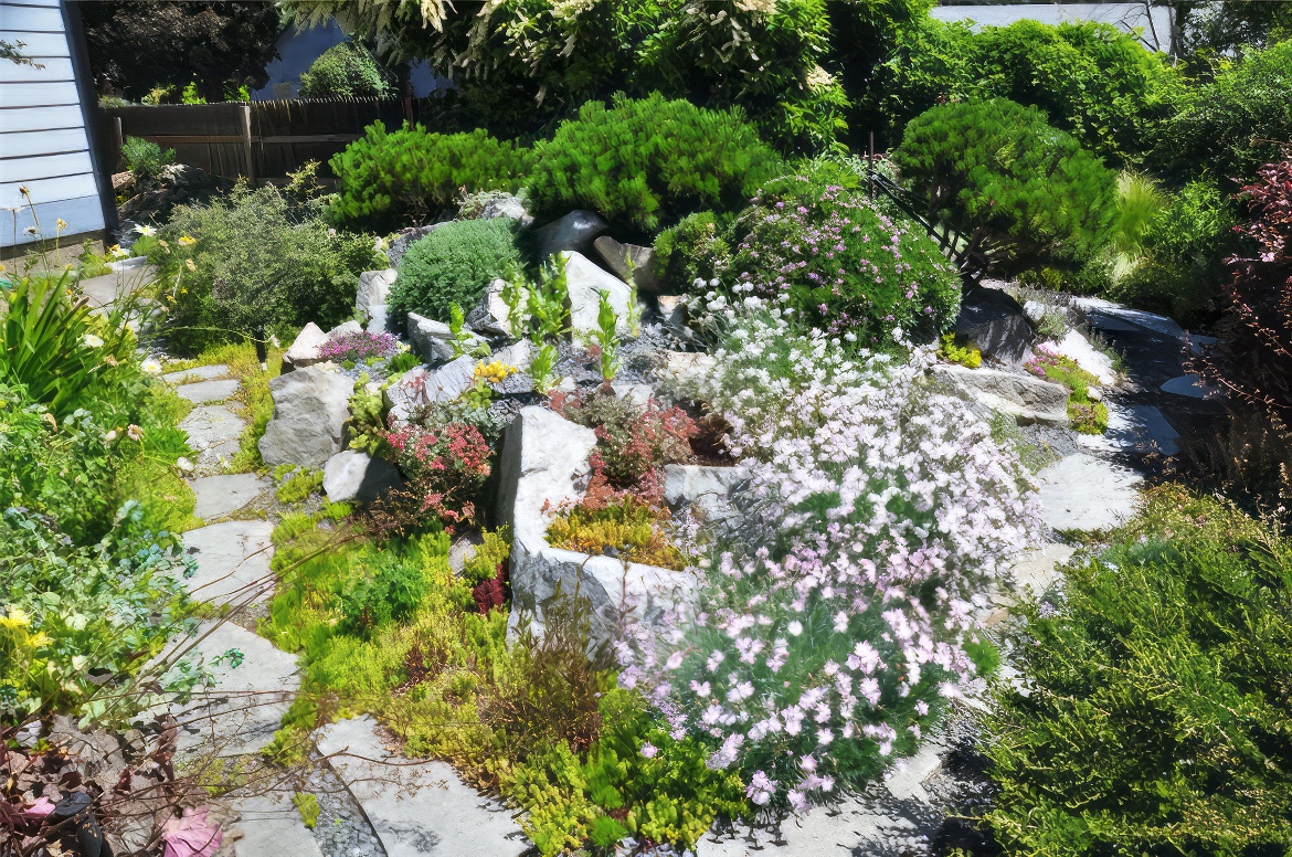 Rock Foundation and Plantings