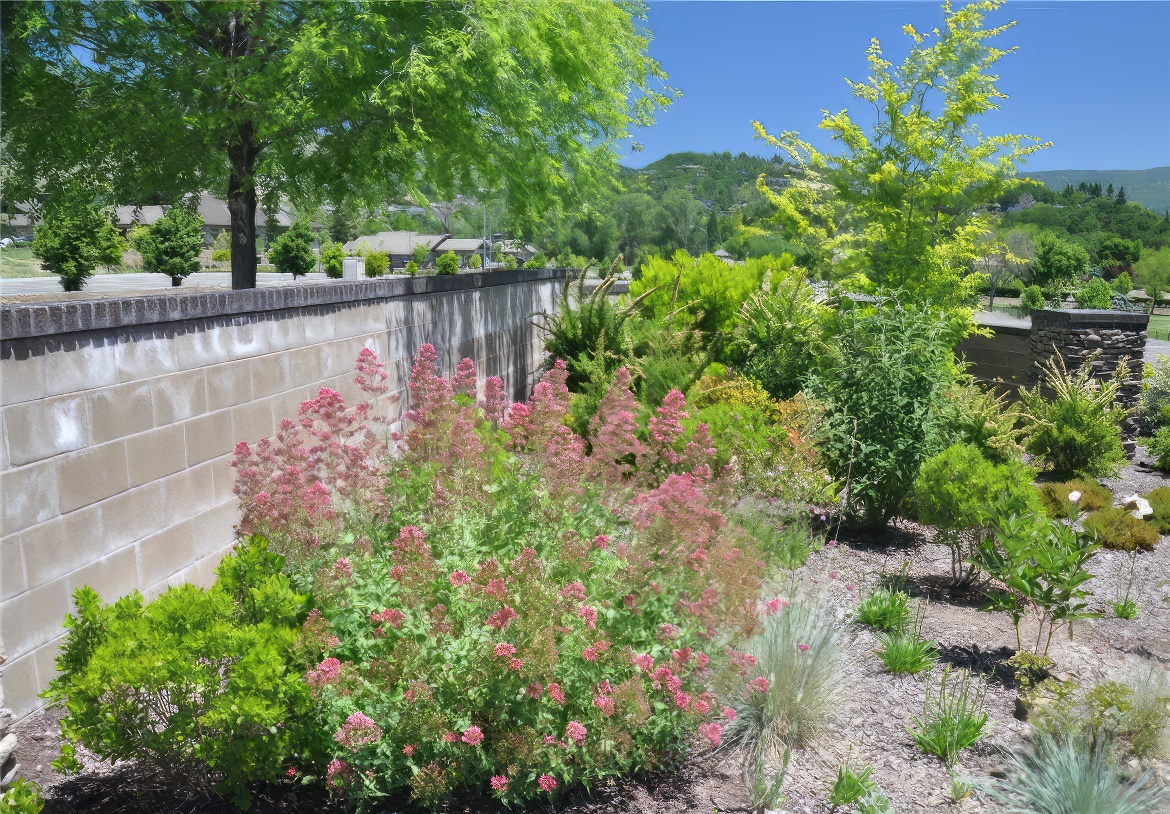 Cinder Block Wall with Brick Cap