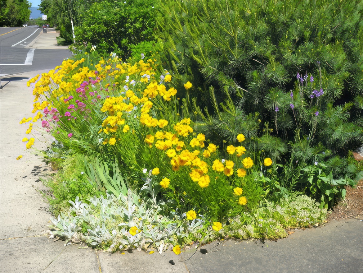 Color Border Near Sidewalk